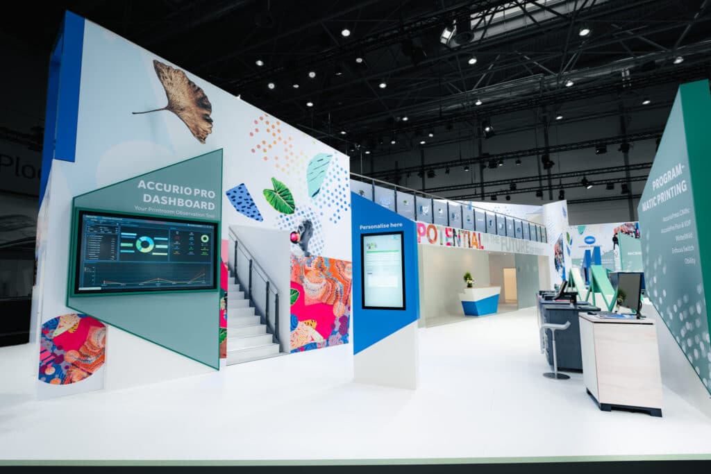 Messebau in Duesseldorf auf der drupa für Konica Minolta von ixpo Fazit